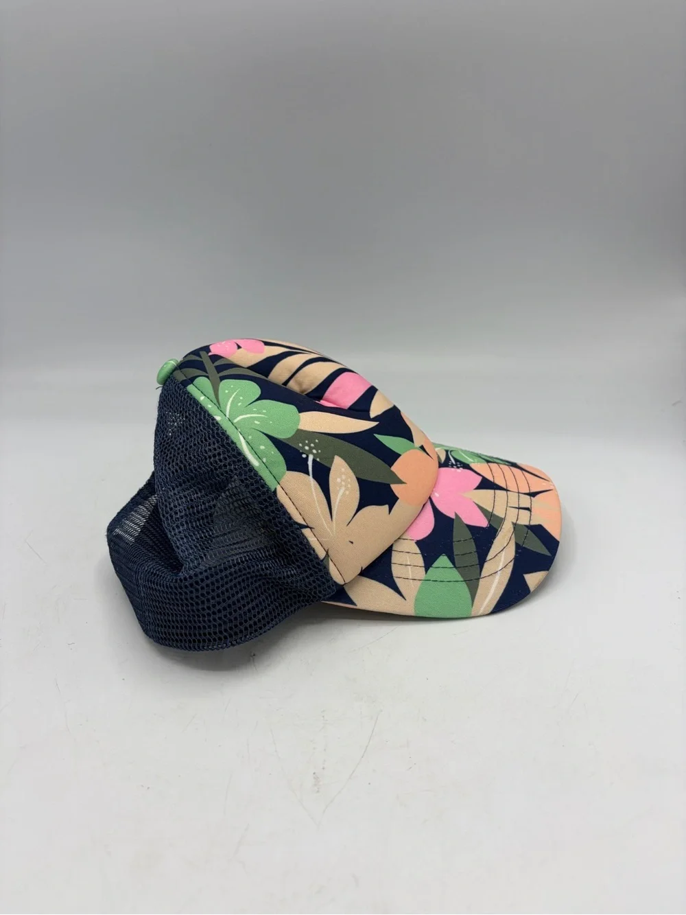 Roxy Tropical Floral Trucker Hat in Navy, Pink & Peach
